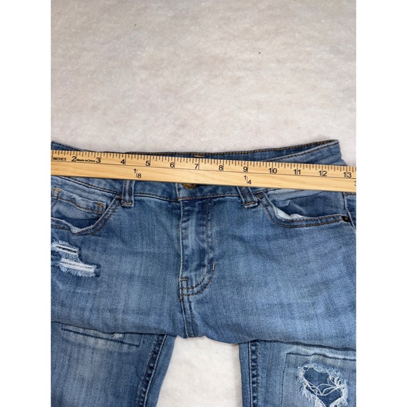 Vanilla Star Distressed Patchwork Skinny Jeans Women's Size 7 Ripped Denim - Picture 3 of 7